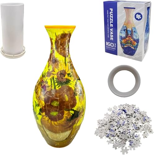 3D Puzzles vase für Erwachsene aus 160 gebogenen Kunststoff-Puzzleteilen,DIY Kunst und Handwerk Puzzle Kit für Blumenarrangements und Aesthetic Room Decor Neujahrsgeschenk (25x11x11cm,Farbe 6) von WANAHTON