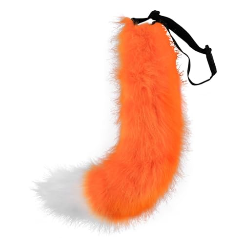 Halloween Kunstpelz therian Tail,55cm Lang fuchsschwanz Furry Halloween kostüm für Kinder Erwachsene Cosplay Halloween Weihnachtsfeier (one Size,Farbe 3) von WANAHTON