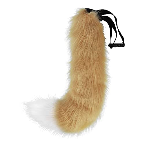 Halloween Kunstpelz therian Tail,55cm Lang fuchsschwanz Furry Halloween kostüm für Kinder Erwachsene Cosplay Halloween Weihnachtsfeier (one Size,Farbe 6) von WANAHTON