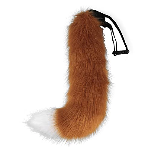 Halloween Kunstpelz therian Tail,55cm Lang fuchsschwanz Furry Halloween kostüm für Kinder Erwachsene Cosplay Halloween Weihnachtsfeier (one Size,Farbe 7) von WANAHTON