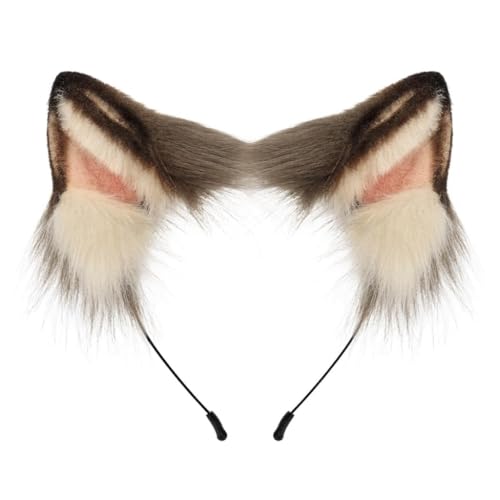 WANAHTON Katzenohren Simuliertes Ohr-Stirnband einer siamesischen Katze Abnehmbar Plüsch Wolf Ohren Haar Clip Dekor Kopfbedeckung Siamesische Katze Ohren für Bühne Leistung (farbe 1,one size) von WANAHTON