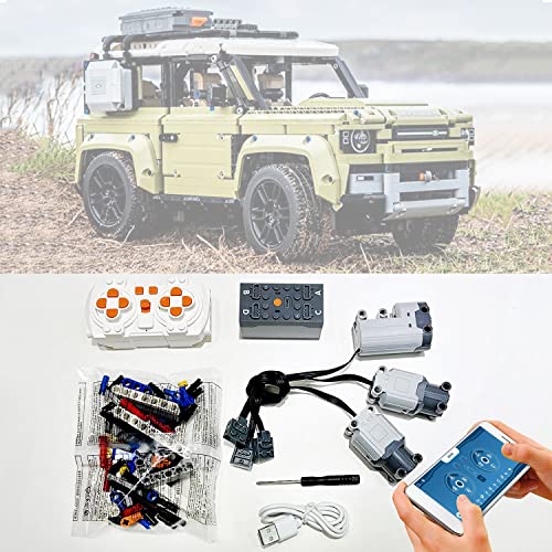 Für Lego 42110 technic Land Rover Defender, Motoren und Fernbedienung Set, APP-Steuerung, Upgrade Zubehör kompatibel mit Lego 42110 (Modell Nicht Enthalten) von WANCHENG