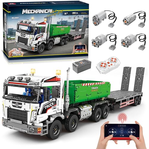 Technik LKW mit Anhänger, 2852 Teile mit 4 Motoren, Technic 2.4G RC Fernbedienung Truck Bausteine Modell von WANCHENG