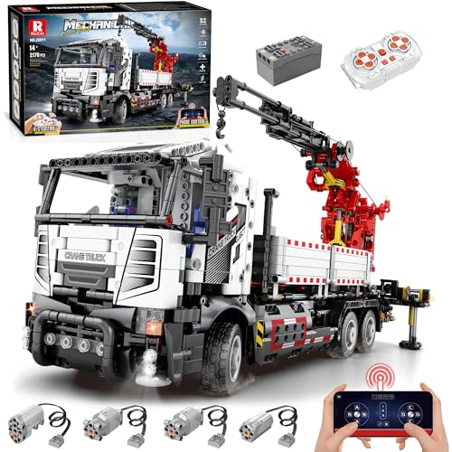 Technik Kran LKW Bausatz, Reobrix 22011, 2178 Teile, Technic Fernbedienung Truck Bausteine Modell, mit 4 Motor, Baufahrzeug-Modell Geschenk von WANCHENG