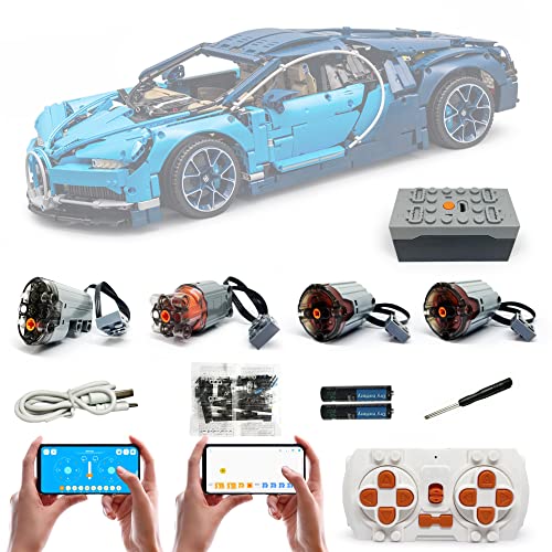 Technik Power Motoren Set für Lego 42083 Bugatti Chiron, 4 Modi der APP-Steuerung, Upgrade Zubehör mit 4 Motor und Fernbedienug Set (Modell Nicht Enthalten) von WANCHENG