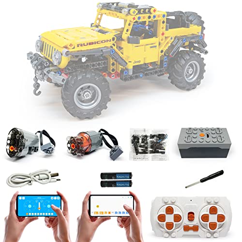 Technik Power Motoren Set für Lego 42122 Jeep Wrangler, 4 Modi der APP-Steuerung, Upgrade Zubehör mit 2 Motor und Fernbedienug Set (Modell Nicht Enthalten) von WANCHENG