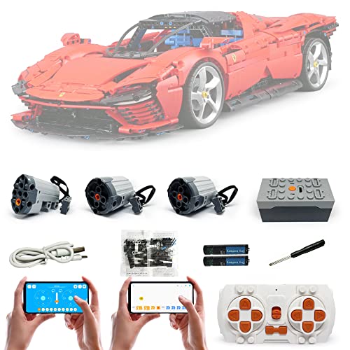 Technik Power Motoren Set für Lego 42143 Ferrari Daytona SP3, 4 Modi der APP-Steuerung, Upgrade Zubehör mit 3 Motor und Fernbedienug Set (Modell Nicht Enthalten) von WANCHENG