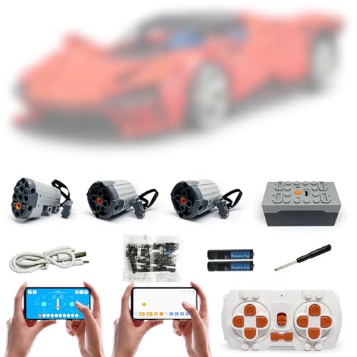 Technik Power Motoren Set für Lego 42143 Ferrari Daytona SP3, 4 Modi der APP-Steuerung, Upgrade Zubehör mit 3 Motor und Fernbedienug Set (Modell Nicht Enthalten) von WANCHENG