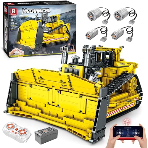 WANCHENG Technik Bulldozer Bausatz,1836 Teile, 2.4G RC Fernbedienung Crawler Planierraupen Bausteine Modell von WANCHENG