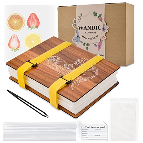 WANDIC Blumenpresse-Kit, Frauen-Holzkunst-Set, Pflanzen-Press-Buch, Blumenpresse, Blätterpresse, Kit für DIY Kunsthandwerk Exemplare Outdoor Lernen von WANDIC