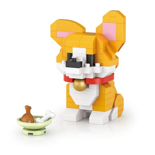 WANENGEDIY Micro Blocks Set Corgi Hund Modell Montage Spielzeug DIY Mini Bauklötze Spielzeug Geschenke für Kinder und Erwachsene Kreative Haushalt Ornament (160 Teile) von WANENGEDIY