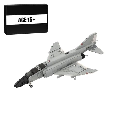 WANENGEDIY Militärflugzeug Modell Bauklötze Spielzeug Set MOC 1/35 Maßstab Jagdbomber Bausatz Militärisches Themenmodell Spielzeug für erfahrene Modellbauer und Anfänger(1396 Teile/Weiß &Schwarz) von WANENGEDIY