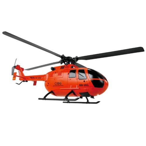 WANENGEDIY Militärisches Flugmodell 2.4G 4CH Einzelner Flybarless-Hubschrauber Modell mit EIN-Tasten-Start/Landung BO105 Bewaffneter Hubschrauber Eeihnachtsgeschenke für Modellflug-Enthusiasten von WANENGEDIY