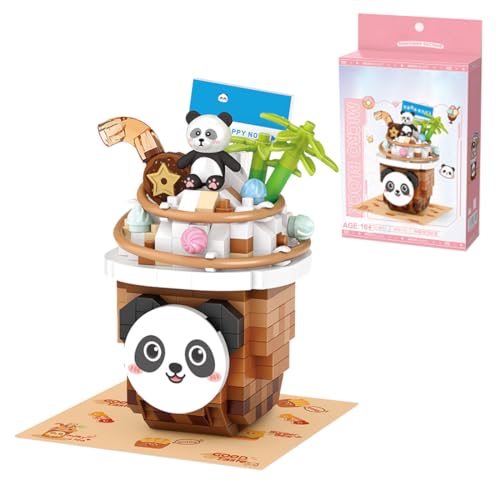 WANENGEDIY Panda-Teetassen-Bausteinset – Kreativer Food-Serie Bausatz für Erwachsene, stilvolle Heim- & Schreibtischdekoration, 380+ Teile von WANENGEDIY