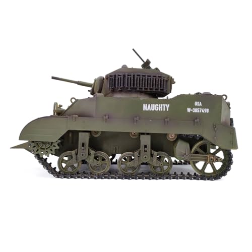 WANENGEDIY RC Militärisches Panzermodell 1/16 Maßstab US M5A1 Stauart Tank Modell 2.4G Simuliertes Militärfahrzeug mit Rauch und Sound Auto-Enthusiasten von WANENGEDIY