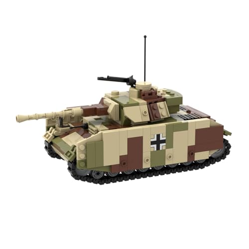 WANENGEDIY WWII Militärfahrzeuge Militärischer Panzer-Baukasten Typ H Panzer IV Militärisches Bauspielzeug Tolle Geschenke für Teenager und Militärfans (665 Teile/Tarnfarben) von WANENGEDIY