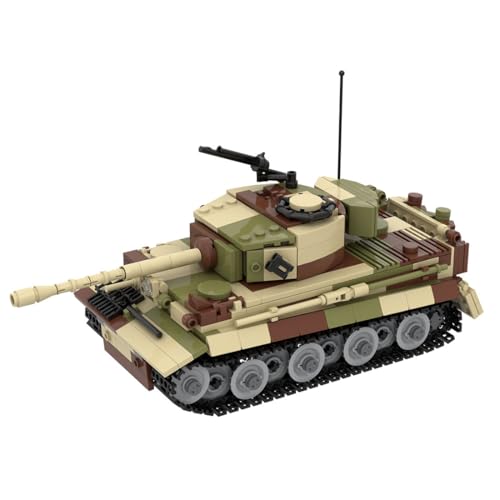 WANENGEDIY WWII Militärfahrzeuge Militärischer Panzer-Baukasten Typ H Tiger Schwerer Panzer Militärisches Bauspielzeug Tolle Geschenke für Teenager und Militärfans (603 Teile/Tarnfarben) von WANENGEDIY