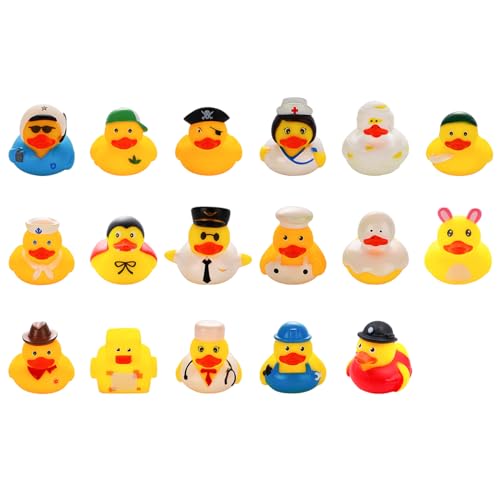 17 Stück Gummi-Bade-Enten-Spielzeug, Bunte Gummi-Enten für Jeep Ducking Float Bath, niedliche Bade-Enten-Spielzeug für Babyparty, Geburtstagsparty-Zubehör von WANGCL