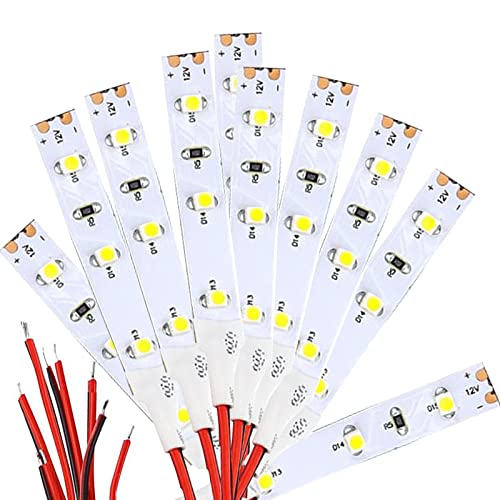 WANGCL LED-Lichtstreifen mit 3 LEDs, 12 V, Warmweiß, 10 Stück - Modellbau-Beleuchtung, für Modellhäuser, Modelleisenbahnen, ferngesteuerte Autos, All Ages von WANGCL