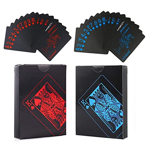 WANGCL 2 Set wasserdichte Pokerkarten, PVC Rot und blau, Spielkarte, Kunststoff, Coole Farbe, magische Tricks Deck-Werkzeug für Familien-Partyspiel von WANGCL