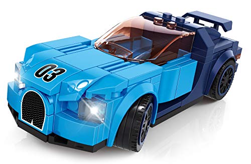 WANGE Super Champions. Sportrennwagen für den Wettbewerb. Bauspiel mit Blöcken. Blau / Hellblau. von WANGE