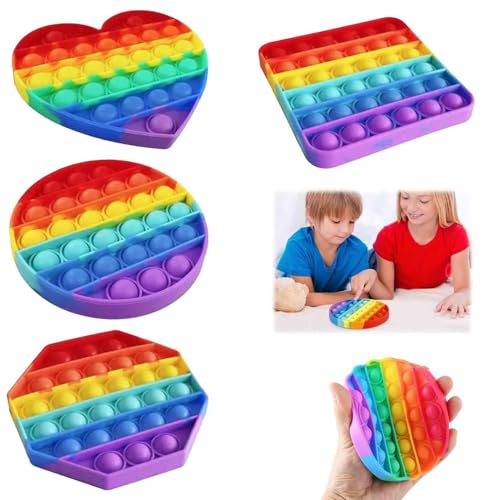 4 Stücke Pop it Set, Pop it Spielzeug Baby, Silikon Antistress Spielzeug Toys, Rainbow Poppit, Anti Stress Pop up Spielzeug, Antistress Spielzeug Regenbogen von WANGENPING