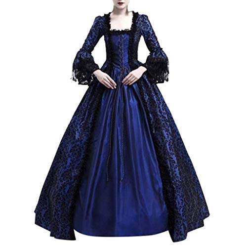 Kleid Mittelalter Damen Halloween Festlich Cosplay Karneval Halloween Kostüm Halloween Front Lace Up Kostüme Mittelalter Faire Gothic Kleid Steampunk Spitzenkleid Ärmellose High-Low Saum Gothic K von WANGTIANXUE