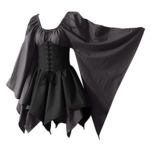 Mittelalter Kleidung Damen Renaissance Gotisch Maxikleid Karneval Halloween Party Prinzessin Kostüm Halloween Kleid Kostüm Renaissance Vintage Karneval Kostüm Mode Viktorianischen Königin Kleider von WANGTIANXUE