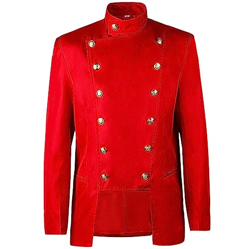 WANGTIANXUE Halloween Kostüm Herren, Mittelalter Kostüm Herren, Mittelalter Kleidung Herren, Herren Langarm Gothic Steampunk Mittelalter Palast Prinz Stehkragen Jacke von WANGTIANXUE