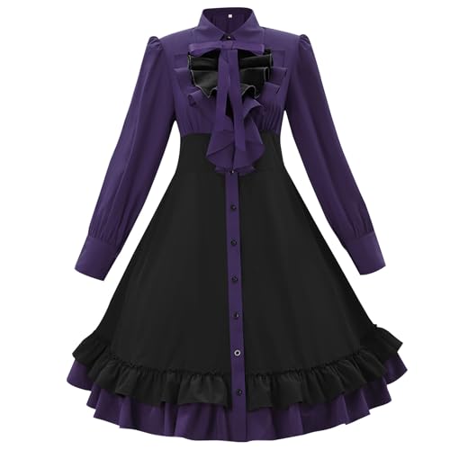 WANGTIANXUE Mittelalter Kleidung Damen, Halloween Kostüm Damen, Mittelalter Kostüm Damen, Gothic-Lolita-Bogen-Bühnenkostüm, mittelalterliches Renaissance-Kleid von WANGTIANXUE