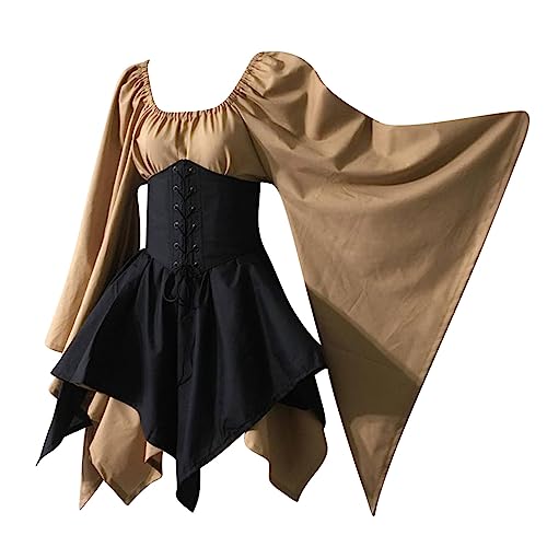 WANGTIANXUE Mittelalter Kleidung Damen, Mittelalter Kostüm Damen, Steampunk Damen, Mittelalterliches Retro-Gothic-Punk-Kleid für Damen im Palaststil von WANGTIANXUE