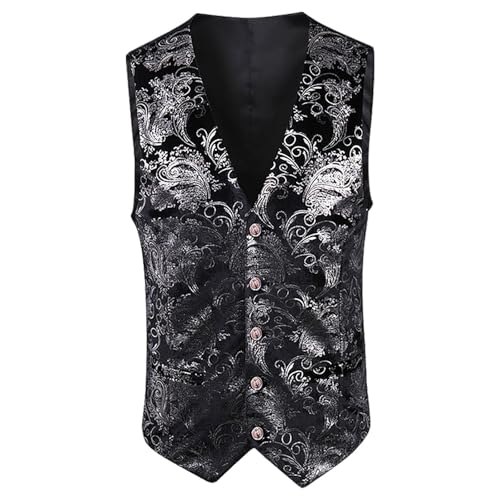 WANGTIANXUE Mittelalter Kleidung Herren, Halloween Kostüm Herren, Mittelalter Kostüm Herren, Herren Gothic-Weste, mittelalterliches Hofkleid, Jacquard-Retro, schmale Weste von WANGTIANXUE