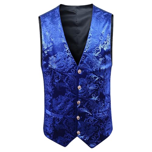 WANGTIANXUE Mittelalter Kleidung Herren, Halloween Kostüm Herren, Mittelalter Kostüm Herren, Herren Gothic-Weste, mittelalterliches Hofkleid, Jacquard-Retro, schmale Weste von WANGTIANXUE