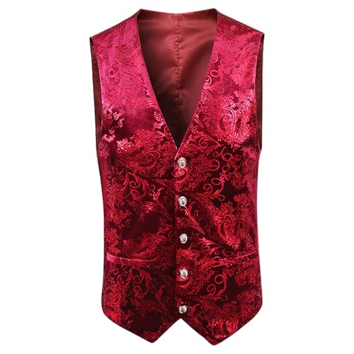 WANGTIANXUE Mittelalter Kleidung Herren, Halloween Kostüm Herren, Mittelalter Kostüm Herren, Herren Gothic-Weste, mittelalterliches Hofkleid, Jacquard-Retro, schmale Weste von WANGTIANXUE