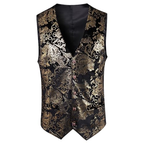 WANGTIANXUE Mittelalter Kleidung Herren, Halloween Kostüm Herren, Mittelalter Kostüm Herren, Herren Gothic-Weste, mittelalterliches Hofkleid, Jacquard-Retro, schmale Weste von WANGTIANXUE