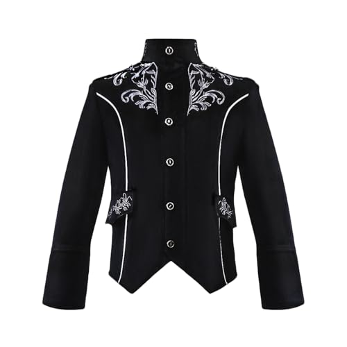 WANGTIANXUE Mittelalter Kleidung Herren, Halloween Kostüm Herren, Mittelalter Kostüm Herren, Herren Punk Rave Goth Jacke bestickt Steam Mittelalter Kostüm Halloween Langarm Jacke von WANGTIANXUE