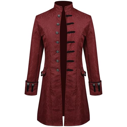 WANGTIANXUE Mittelalter Kleidung Herren, Halloween Kostüm Herren, Mittelalter Kostüm Herren, Männer Mittelalter Kostüm Mantel Ball Cosplay Halloween Weben Lange Ärmel Kein Hut Lose Mantel von WANGTIANXUE