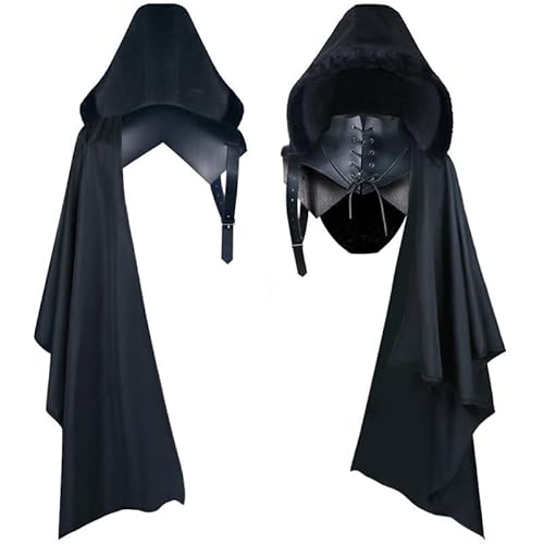 WANGTIANXUE Mittelalter Kostüm Damen, Mittelalter Kleidung Damen, Steampunk Damen, Grim Cape für Damen, Halloween-Party, mit Kapuze, Umhang, mittelalterlicher Retro-Umhang für Männer und Frauen von WANGTIANXUE