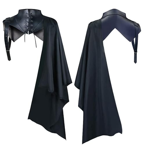 WANGTIANXUE Mittelalter Kostüm Damen, Mittelalter Kleidung Damen, Steampunk Damen, Grim Cape für Damen, Halloween-Party, mit Kapuze, Umhang, mittelalterlicher Retro-Umhang für Männer und Frauen von WANGTIANXUE