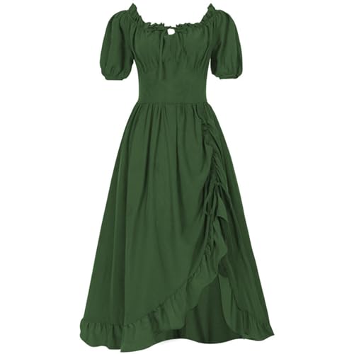 WANGTIANXUE Mittelalter Kostüm Damen, Mittelalter Kleidung Damen, Steampunk Damen, Kurzärmliges Damenkleid im mittelalterlichen Hofstil im Retro-Renaissance-Stil von WANGTIANXUE