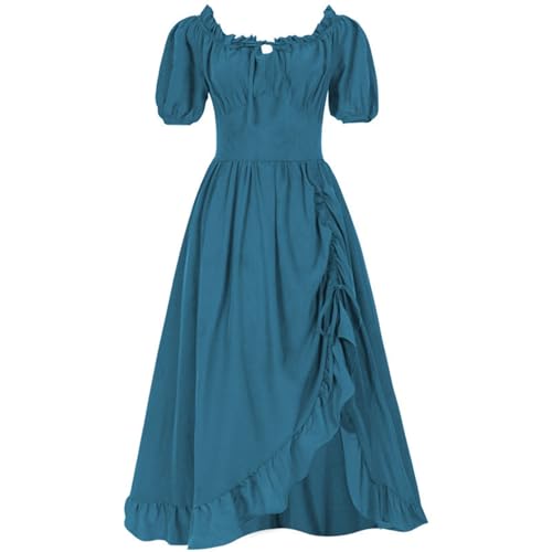 WANGTIANXUE Mittelalter Kostüm Damen, Mittelalter Kleidung Damen, Steampunk Damen, Kurzärmliges Damenkleid im mittelalterlichen Hofstil im Retro-Renaissance-Stil von WANGTIANXUE