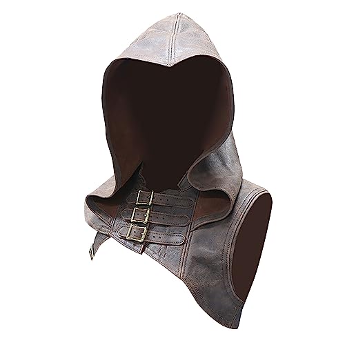 WANGTIANXUE Mittelalter Kostüm Damen, Mittelalter Kleidung Damen, Steampunk Damen, Mittelalterlicher Schulterschutz mit Retro-Schnalle, Leder, für Bühnenauftritte, Schulterschutz, Hut von WANGTIANXUE