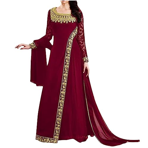 WANGTIANXUE Renaissance Kleid Damen Mittelalter Viktorianischen Königin Kleider Renaissance Mittelalter Cosplay Uniform Halloween Kostüm für frauen Lang Court Elegant Mittelalter Kleid von WANGTIANXUE