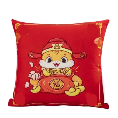 Home Kissen Doppelseitige Schlange Jahr Kissenbezug Neujahr Kissen Sofa Kissen Schlafzimmer Wohnzimmer Kurze Plüsch Rot Kissen Geschenk Kissen(A,40 * 40cm) von WANGWANGDUI