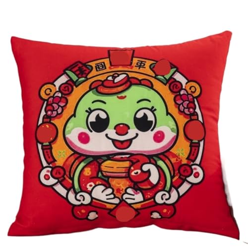 Home Kissen Doppelseitige Schlange Jahr Kissenbezug Neujahr Kissen Sofa Kissen Schlafzimmer Wohnzimmer Kurze Plüsch Rot Kissen Geschenk Kissen(K,40 * 40cm) von WANGWANGDUI