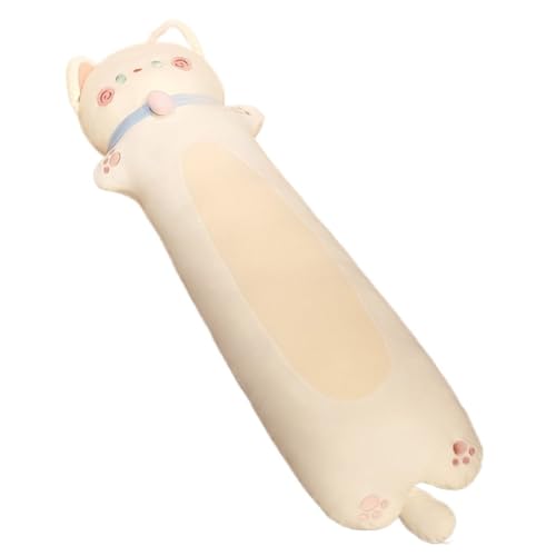 Home Kissen Katze Langes Kissen Schlaffüße Unabhängige Futter Puppe Plüsch Spielzeug Schlafzimmer Schlafkissen Puppe Stoffpuppe Geschenk Kissen(Weiss,110cm) von WANGWANGDUI