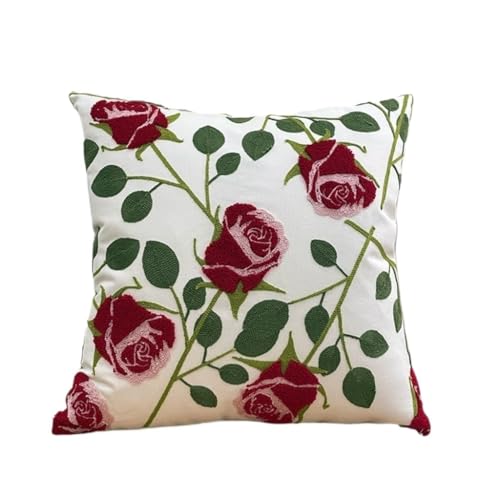 Home Kissen Nordic Ins Kleine Frische Einfache Stickerei Kissen Blumenstrauß Kissenbezug Wohnzimmer Sofa Kissen Schlafzimmer Kissen Kissen(J) von WANGWANGDUI