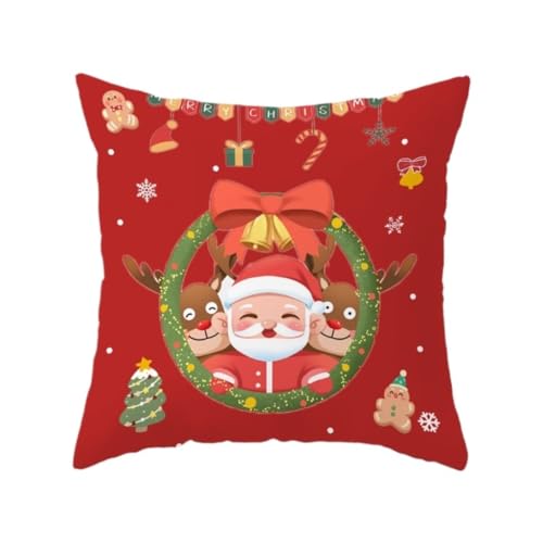 Home Kissen Rot Weihnachtskissen Weihnachtsmann Kissen Fensterdeko Kissen Urlaub Sofa Rückenlehne Weihnachtsbaum Kissen Kissen(B,35X35cm) von WANGWANGDUI