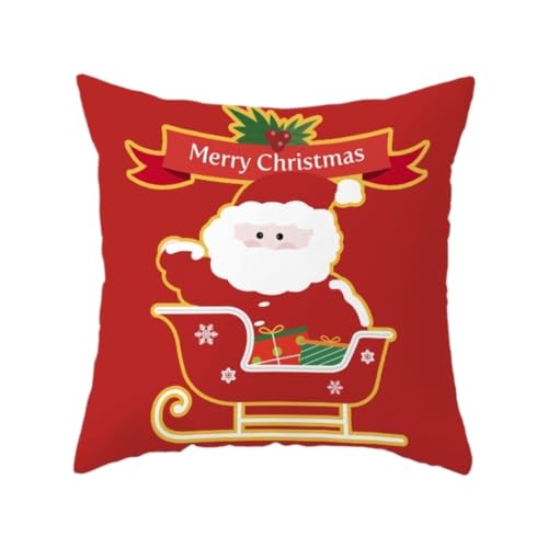 Home Kissen Rot Weihnachtskissen Weihnachtsmann Kissen Fensterdeko Kissen Urlaub Sofa Rückenlehne Weihnachtsbaum Kissen Kissen(F,45X45cm) von WANGWANGDUI