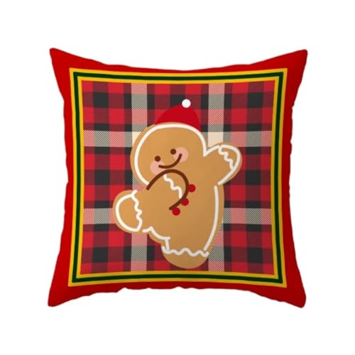 Home Kissen Rot Weihnachtskissen Weihnachtsmann Kissen Fensterdeko Kissen Urlaub Sofa Rückenlehne Weihnachtsbaum Kissen Kissen(I,45X45cm) von WANGWANGDUI